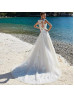 Ivory Lace Tulle Illusion Back Wedding Dress